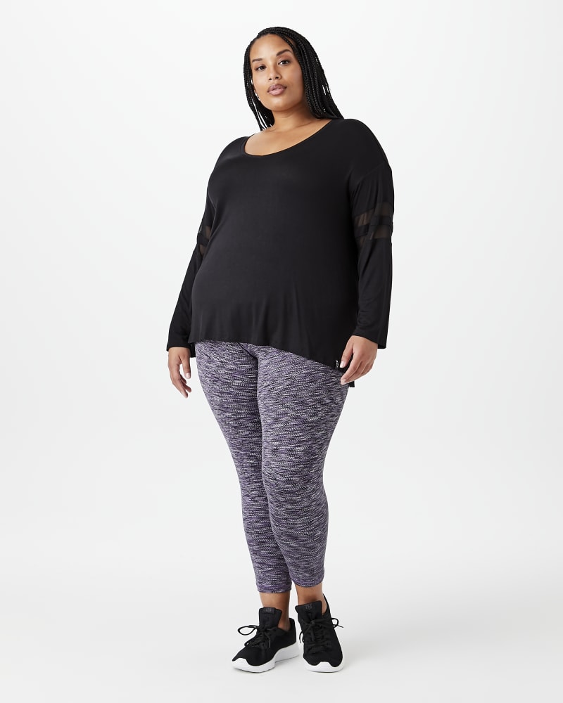 Plus size model with hourglass body shape wearing Spirea Long-Sleeve Tee by Marc NY | Dia&Co | dia_product_style_image_id:144339